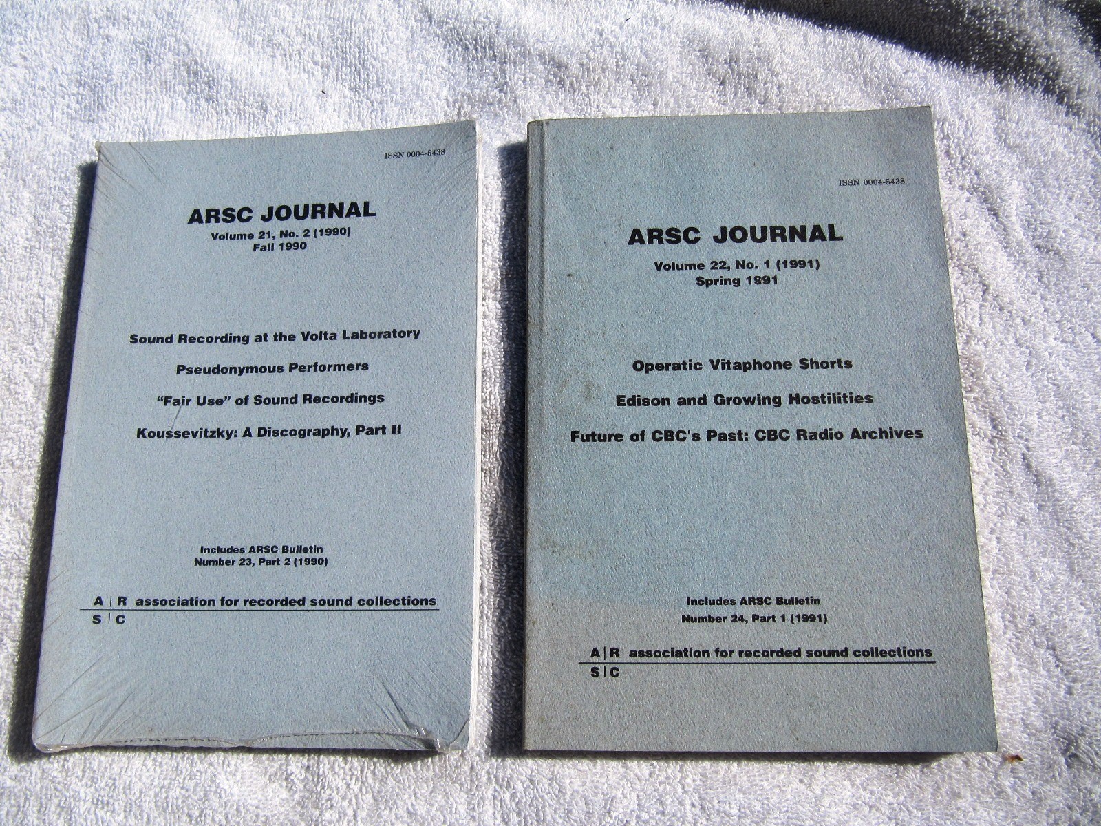 ARSC Journal 1991 Vol 22 No 1 & 2 Association for Recorded Sound Collections