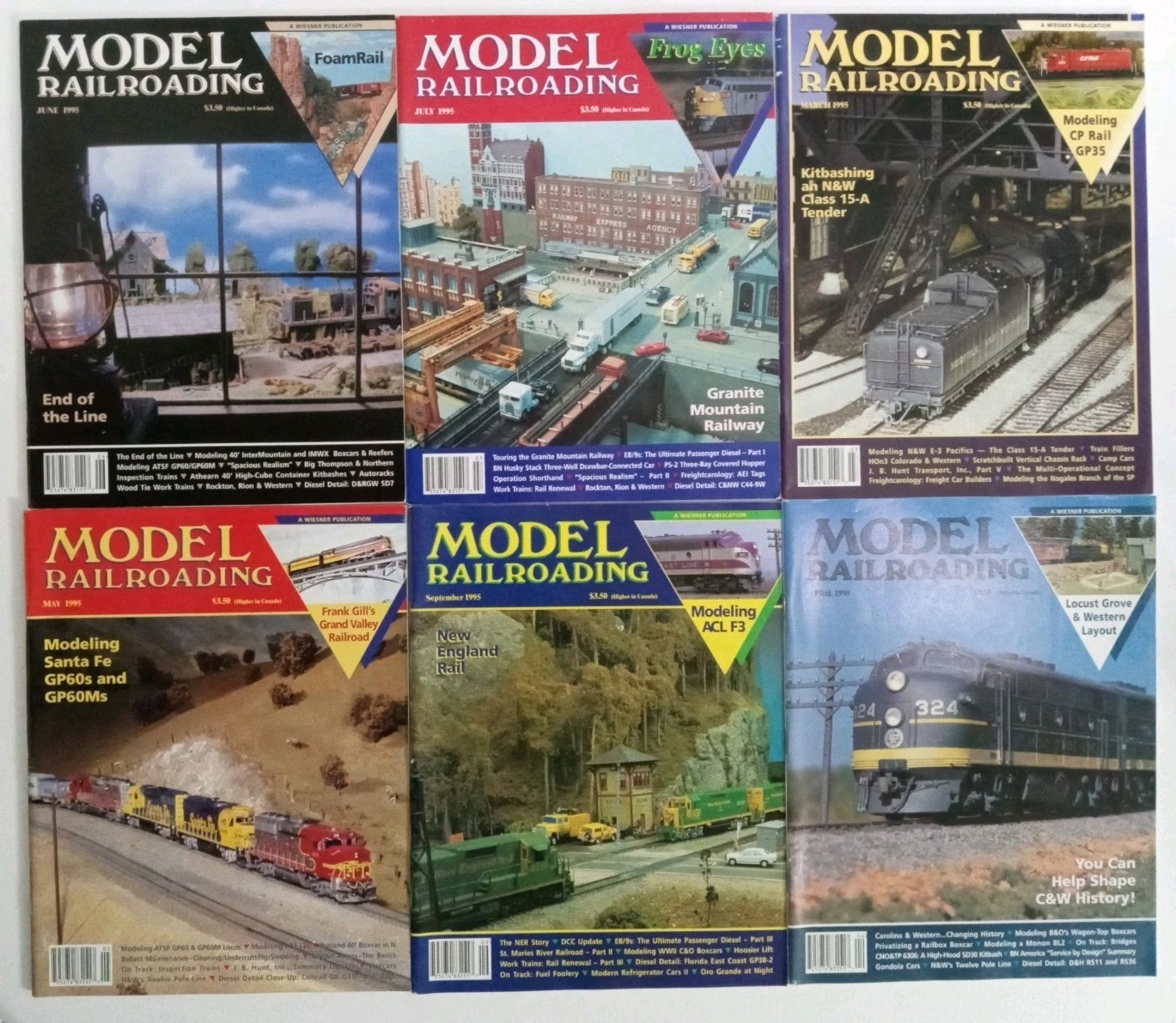 Vintage Model Railroading Magazine Lot 6 1995 Train Railroad Hobby Issues