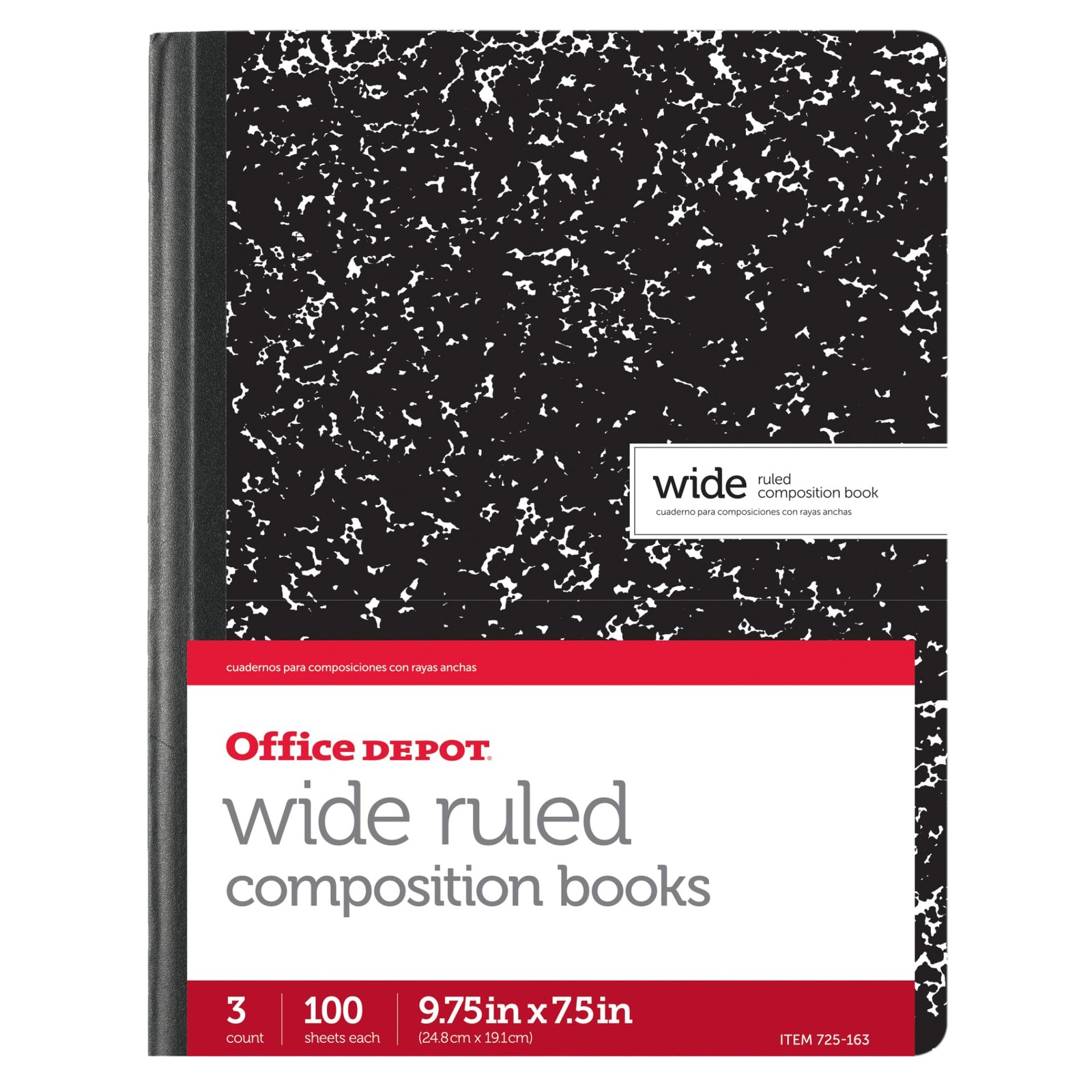 Office Depot Composition Book, 7 1/2in. x 9 3/4in., Wide-Ruled, 100 Sheets, …