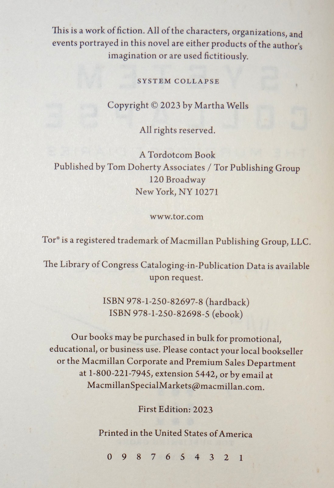 Martha Wells SIGNED DATED System Collapse Murderbot Diaries 7 Hardcover 1st Ed