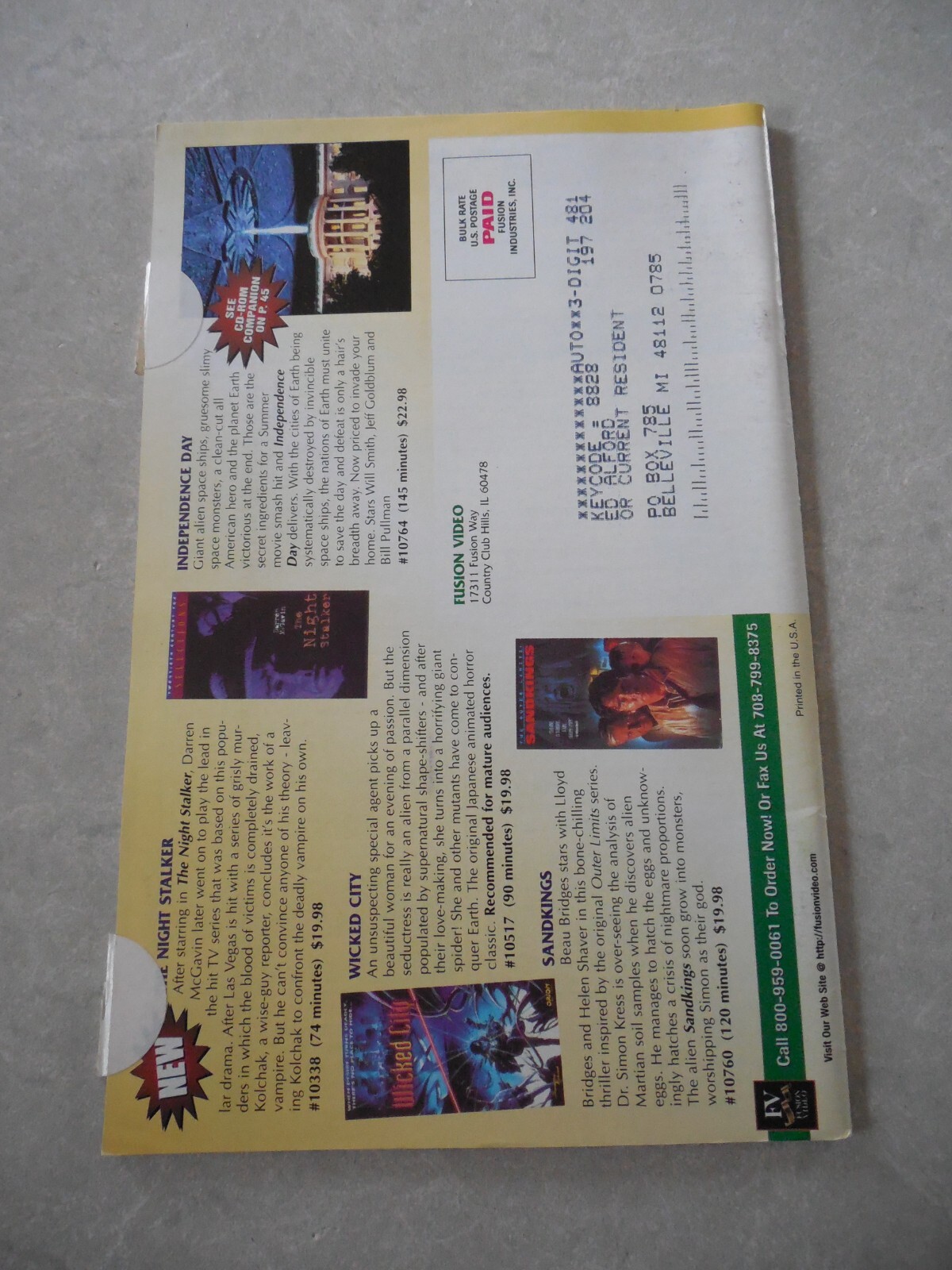 Vintage THE SCIENCE FICTION VIDEO COLLECTION Catalog, 1993, STALKER COVER!