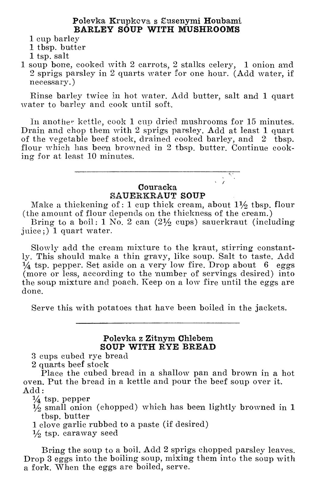 1920 Old Czech Recipes For Today’s Kitchens Vintage Cook Book 24 Pages