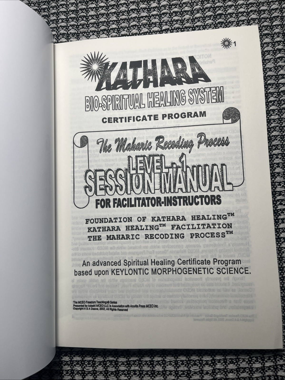 Ashayana Deane,Kathara bio-spiritual healing system, Level 1 Certificate Reprint