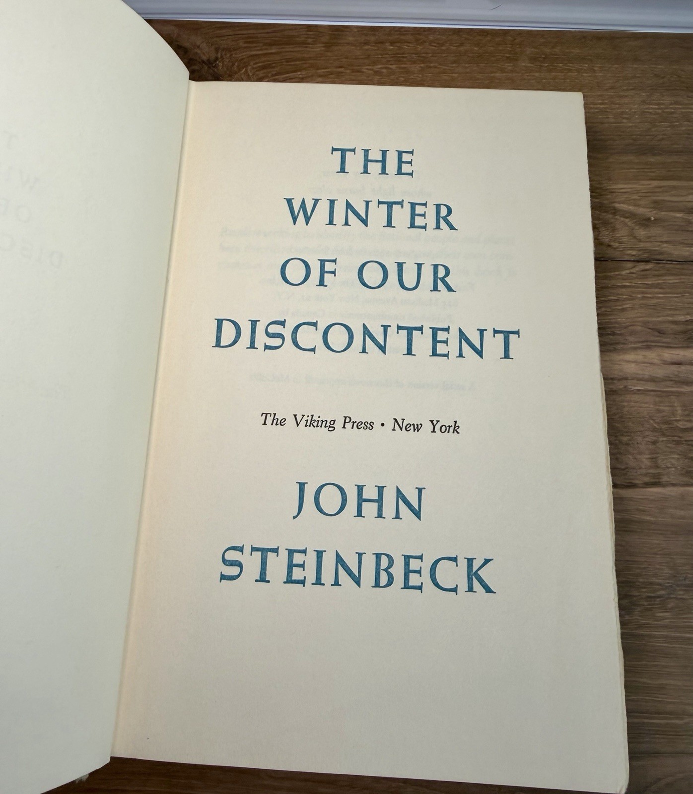 John Steinbeck The Winter of Our Discontent 1961 First Edition Hardcover Viking