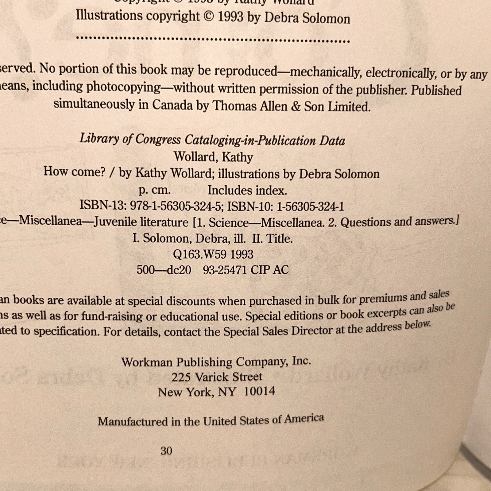 Science Questions Explained How Come? Kathy Wollard 1993 Softcover