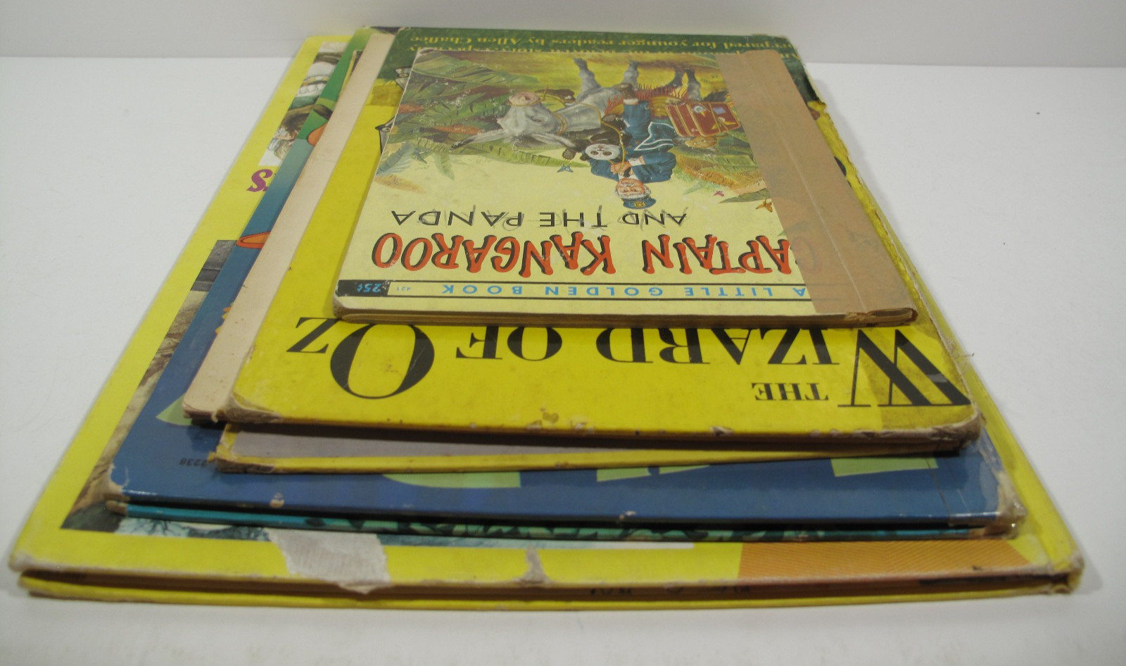Lot of 4 VTG Books for Crafting~Decor~Wall Art~Wizard of Oz~Bluebeard~Three Pigs