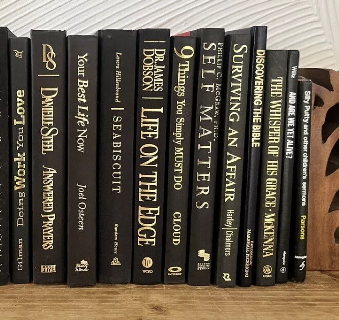 Lot of 5 Vintage Black Hardcover Books Shelf Staging Old Decor Free Shipping