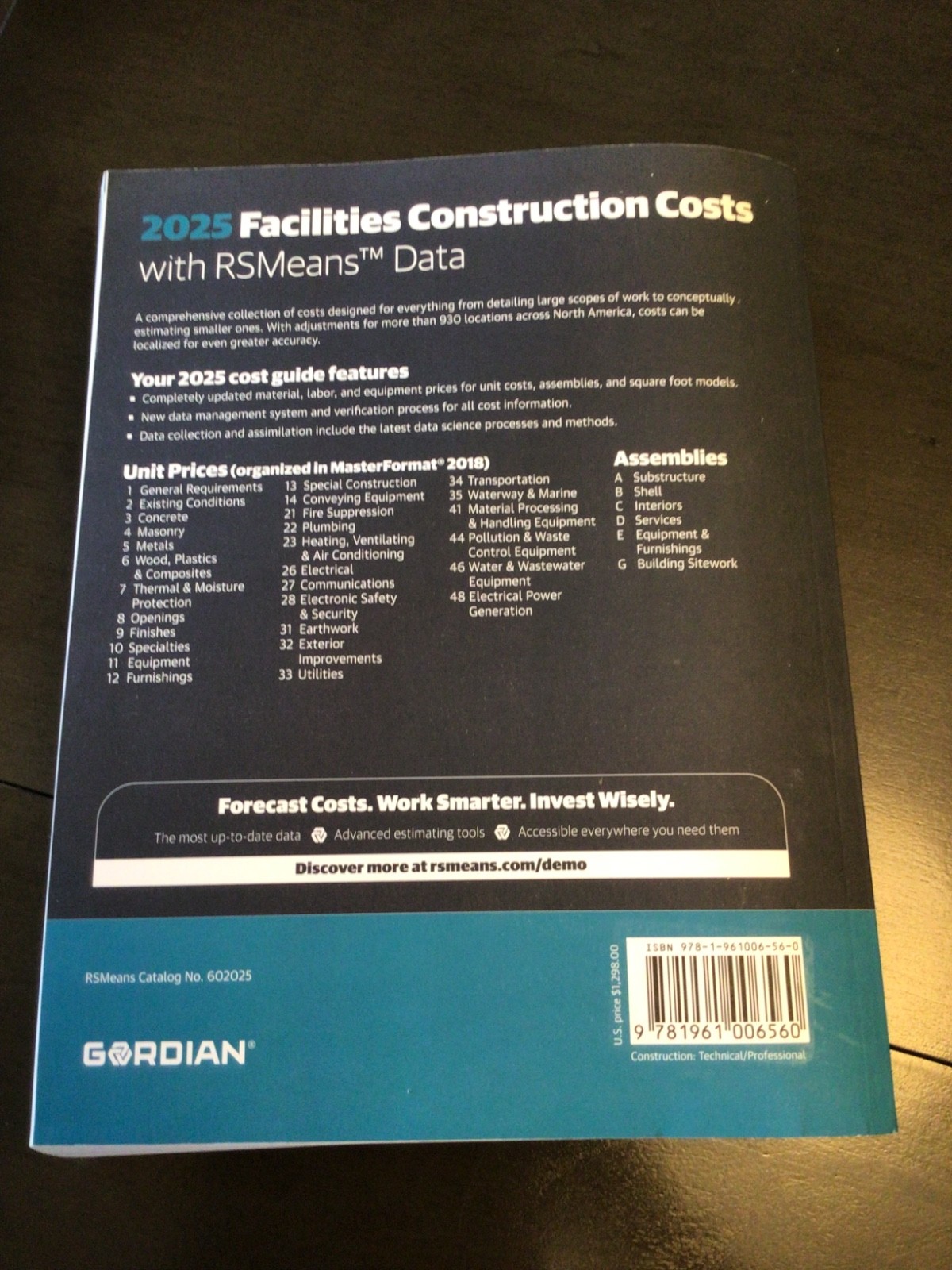 GORDIAN Facilities Construction Costs w/ RSMeans Data 2025 40th Edition NEW