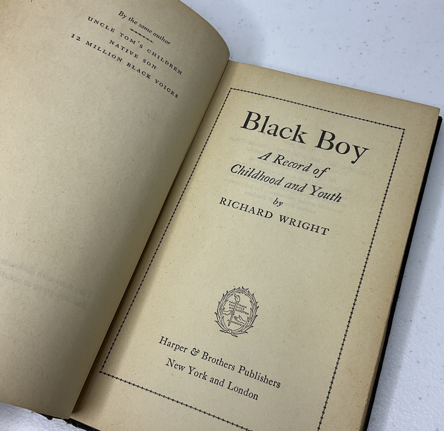 1945 Black Boy A Record of Childhood and Youth by Richard Wright Book