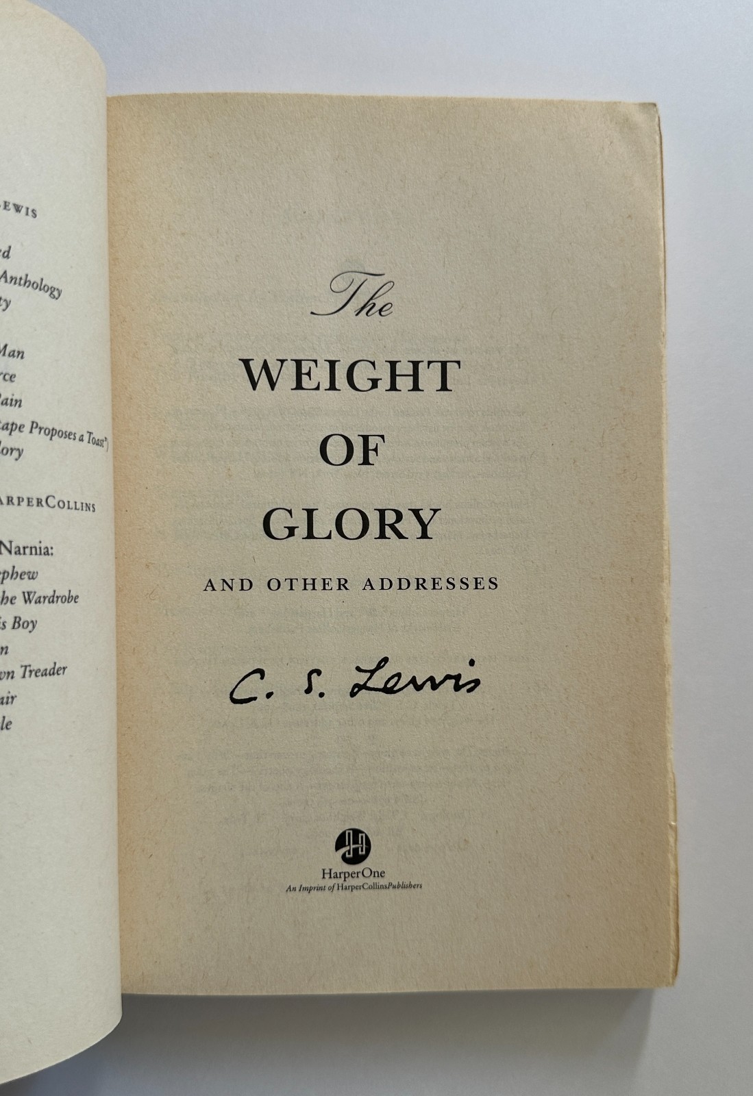 C. S. LEWIS The Weight of Glory | 2001 HarperOne Trade Paperback
