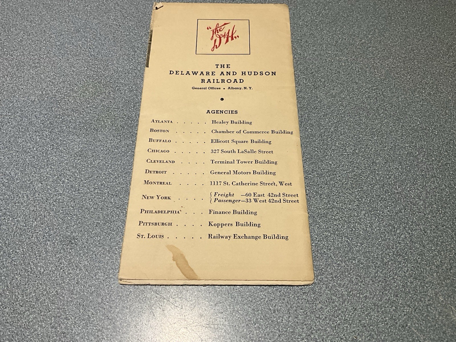 1940’s Delaware & Hudson Railway brochure pamphlet train locomotive Albany NY