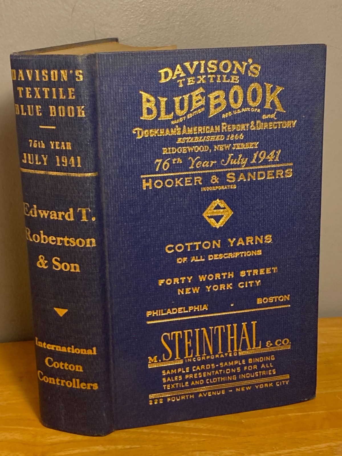 1941 Davison’s Textile Blue Book (76th) Cotton Controllers – E. T. Robertson