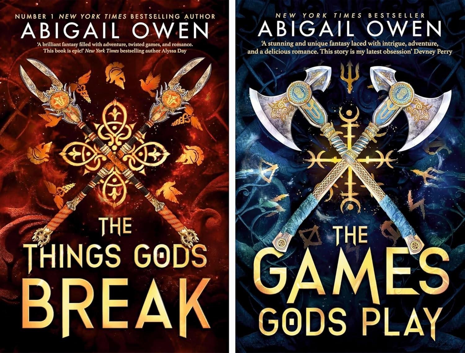 The Things Gods Break & The Games Gods Play 2 Books set by Abigail Owen Paperbck