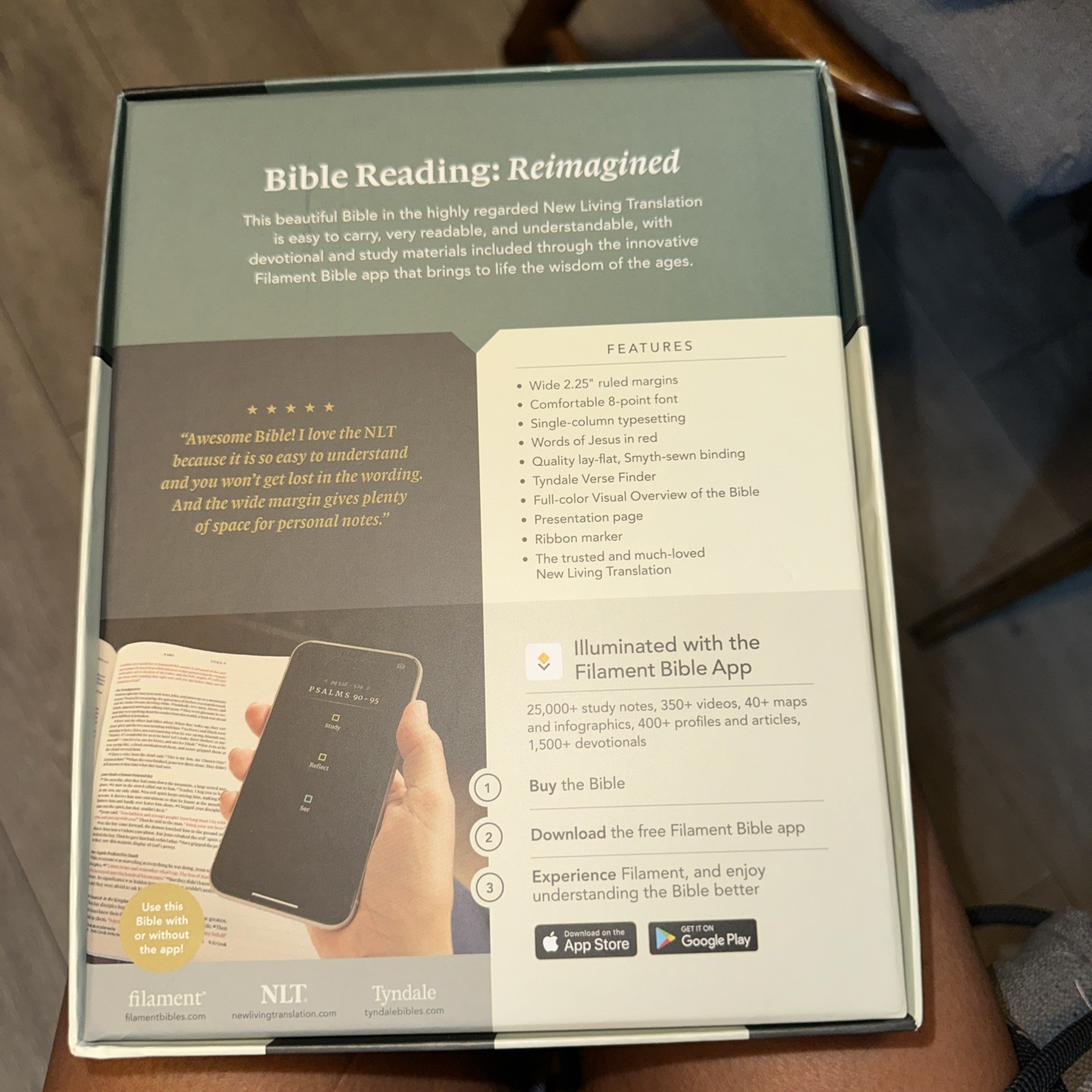 NLT Wide Margin Bible, Filament Enabled (Leatherlike, Dusty Pink Blossoms, NEW!!