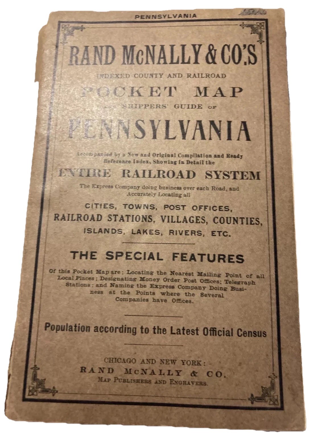 Rand, McNally & Co.’s 1910 Pocket Map & Shippers Guide Pennsylvania Railroad Mb2