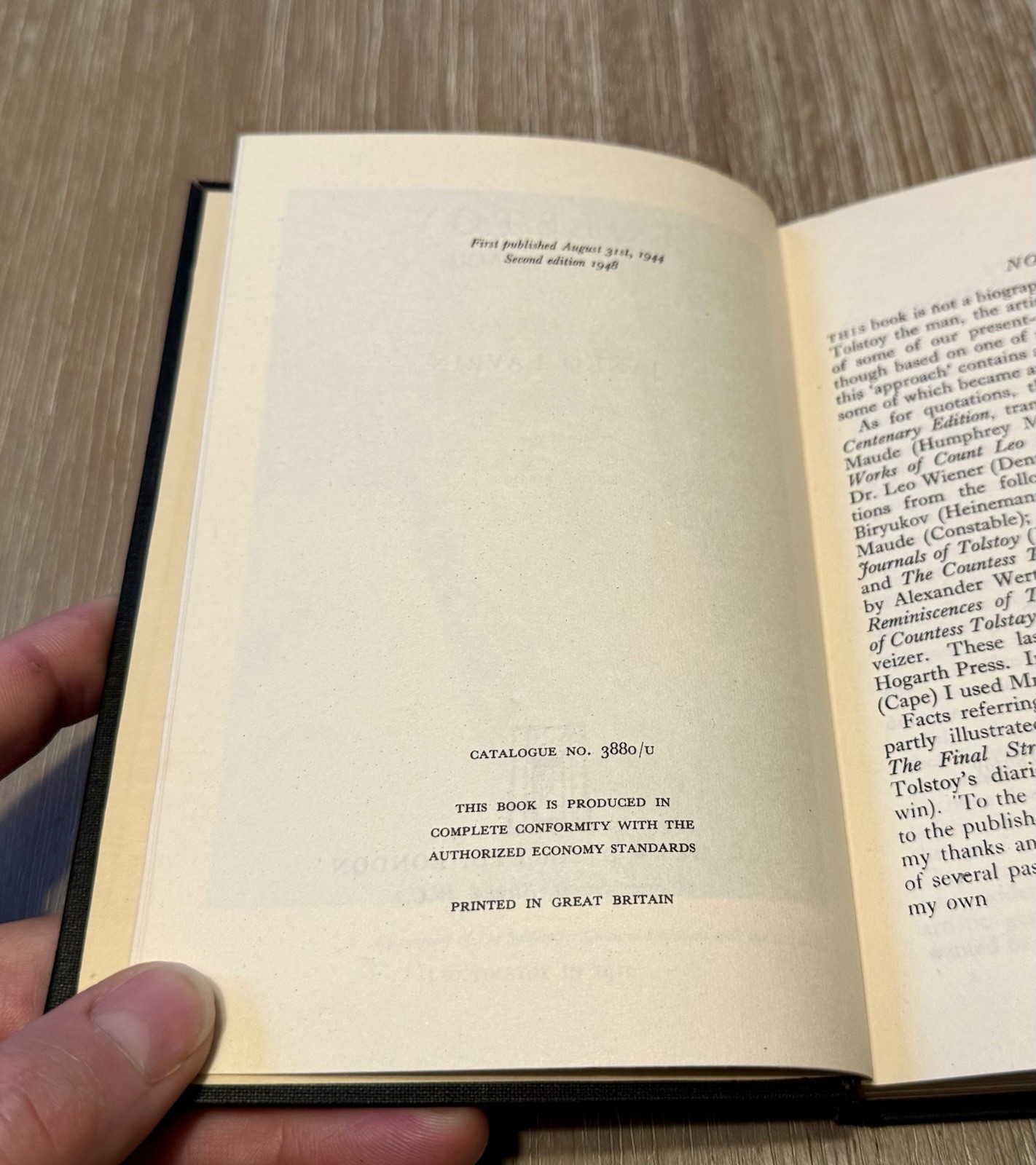 Tolstoy: An Approach by Jank’s Lavrin 1948 HC/DJ/Vintage