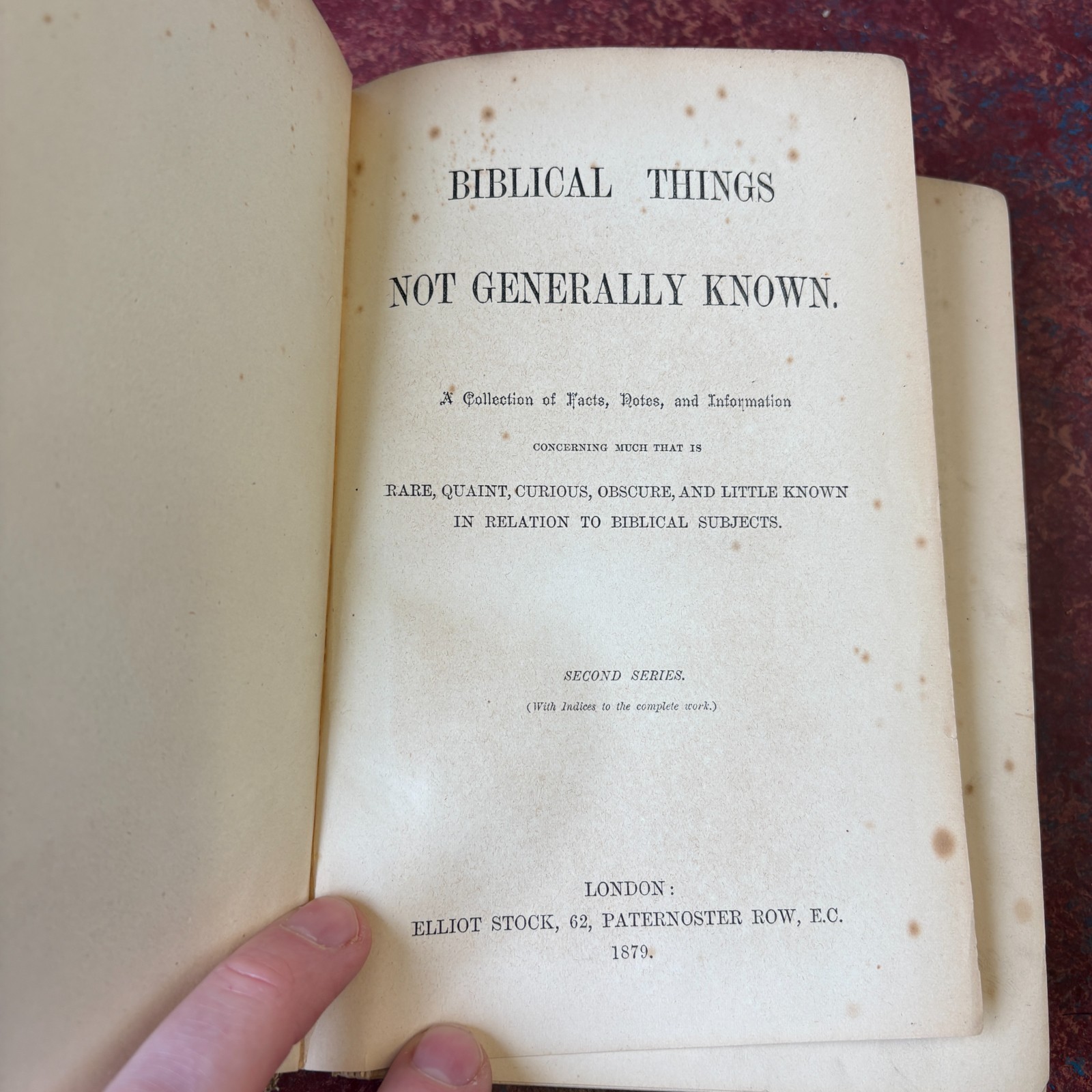 BIBLICAL THINGS NOT GENERALLY KNOWN 1879 Collection Of Facts & Information 2nd