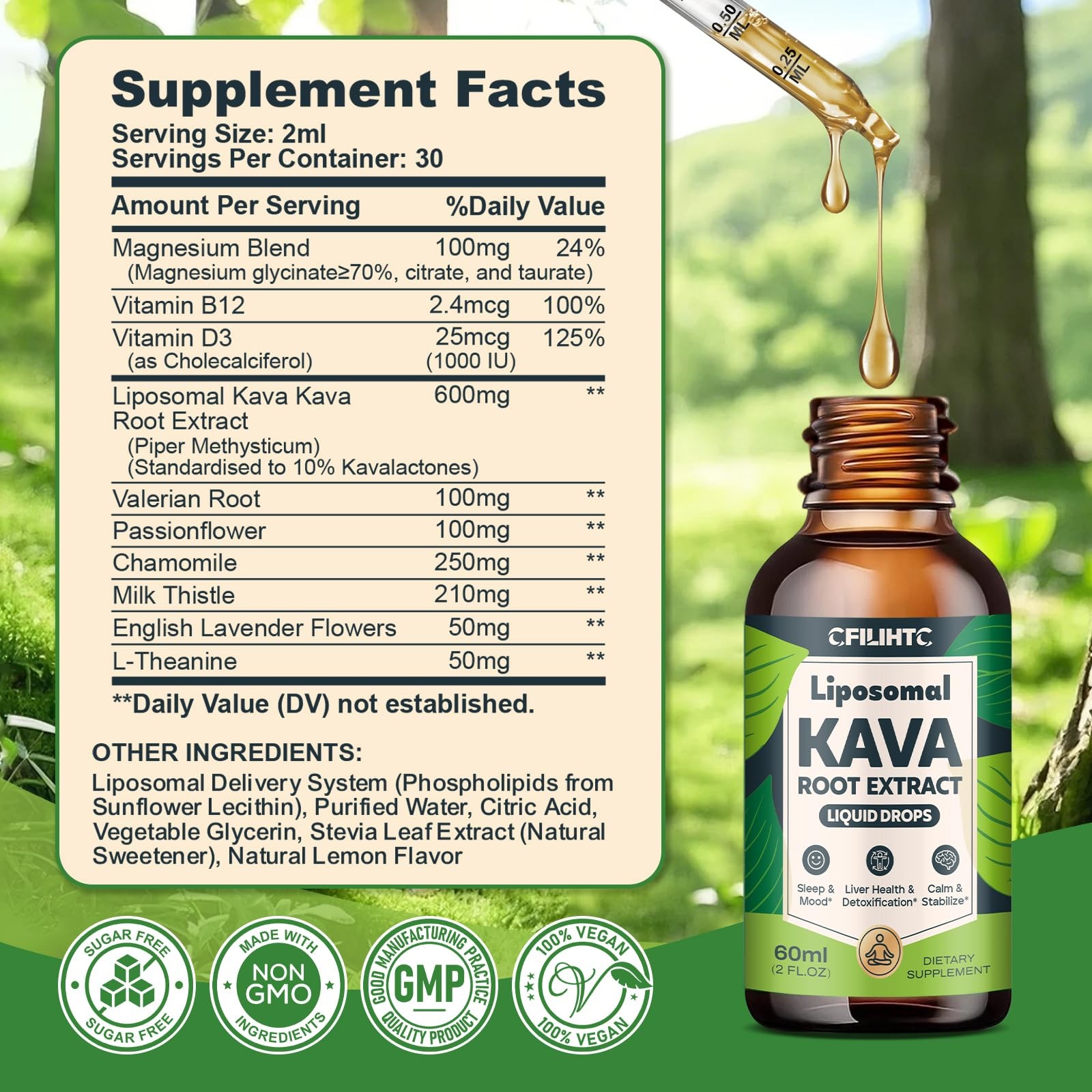 Liposomal Kava Liquid Drops Supplement – 1 Fl Oz (Pack of 1)