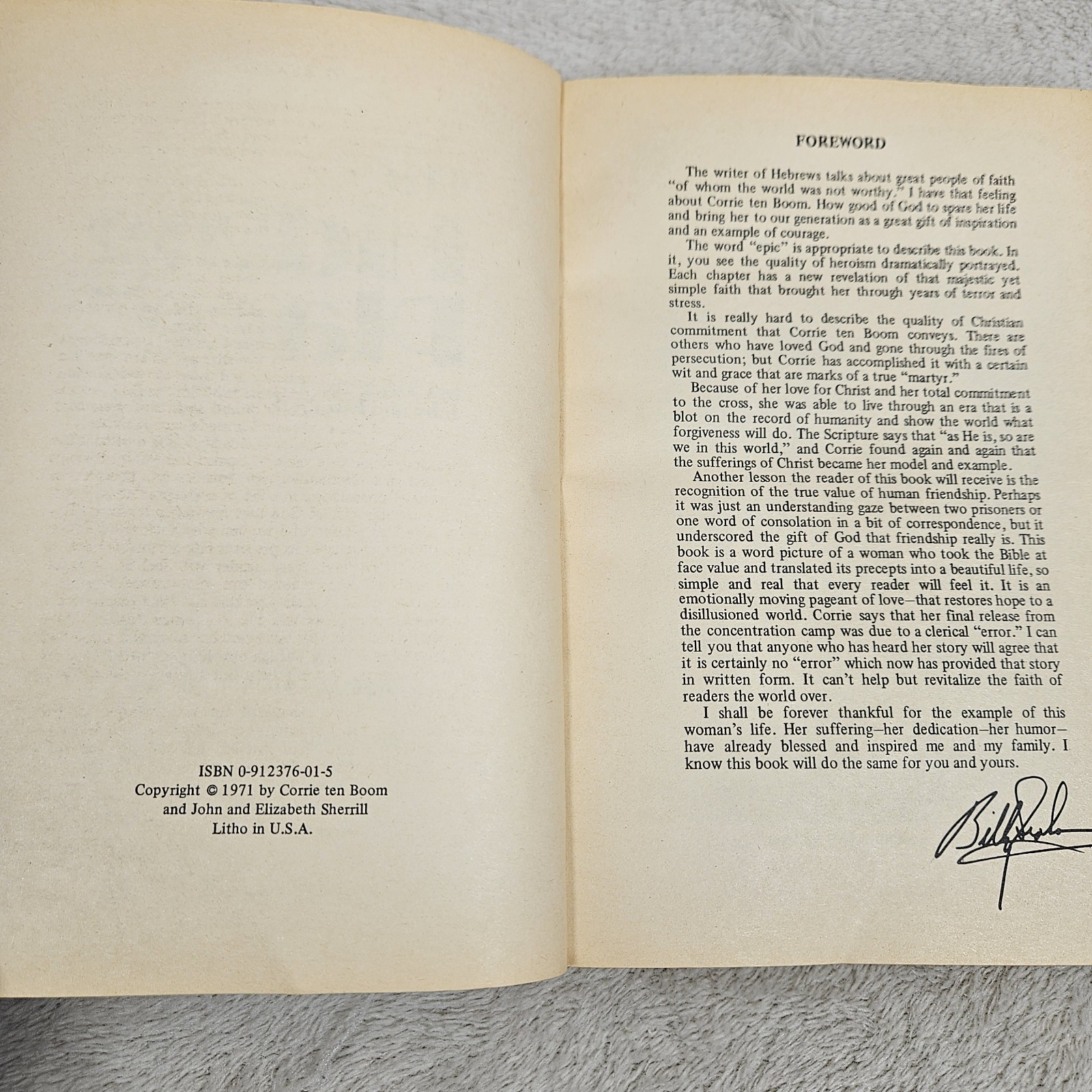 The Hiding Place By Corrie Ten Boom Special Crusade Edition Billy Graham