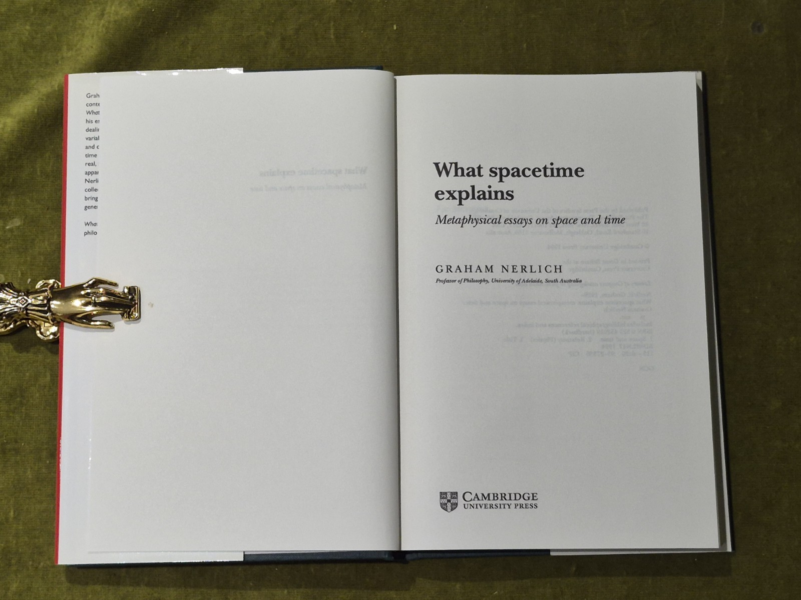 What Spacetime Explains – Graham Nerlich , Cambridge HB DJ 2007