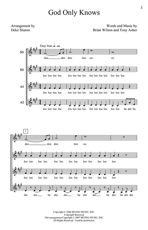 God Only Knows SSAA a cappella Brian Wilson