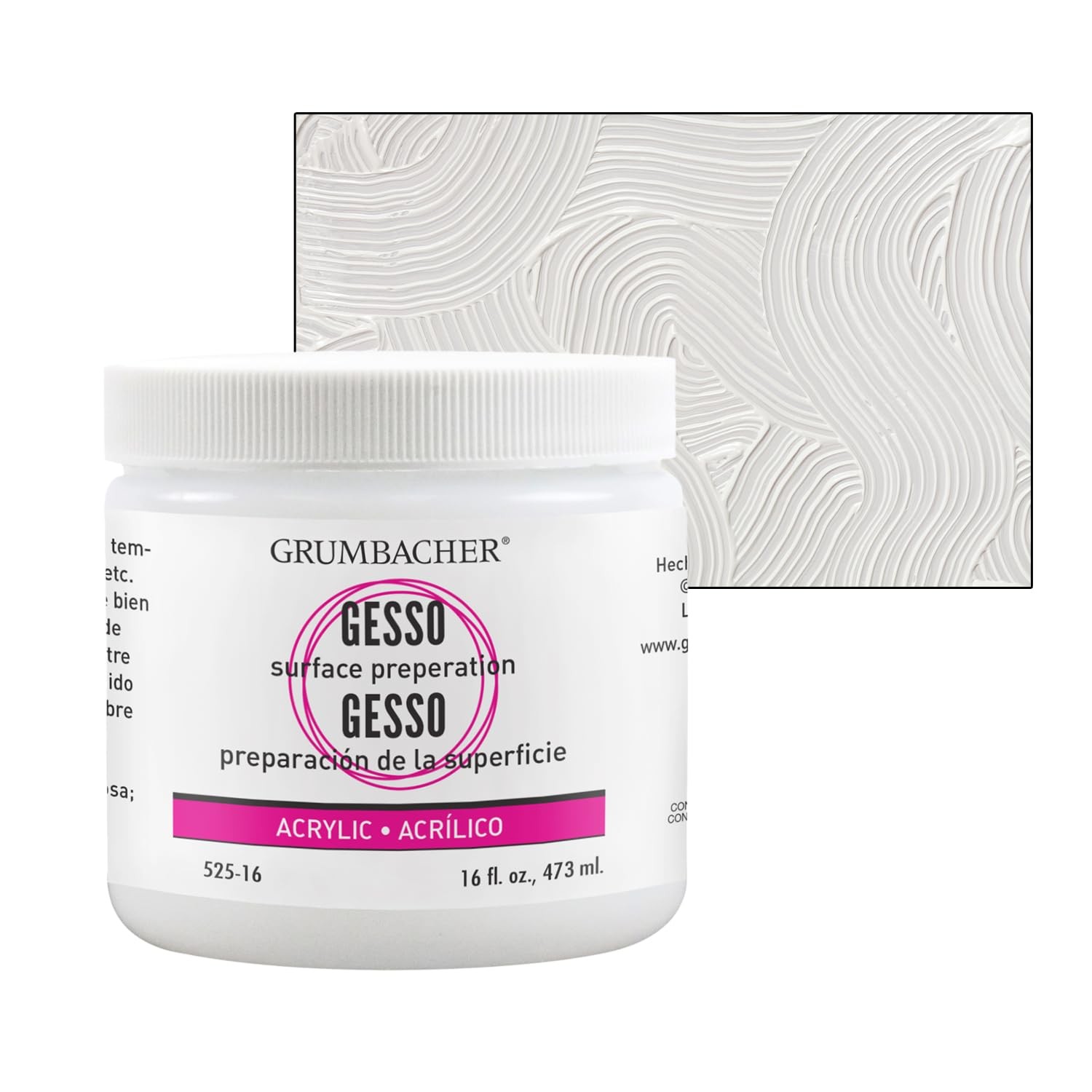 16 Oz 52516 Hyplar Artists Acrylic Gesso Surface Prep Medium Paint Jar