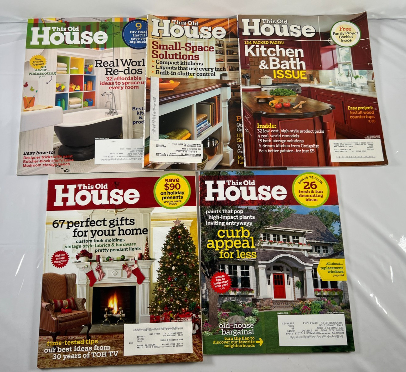 Lot of 5 This Old House Magazines 2008-2010 Projects, Curb Appeal, Painting..