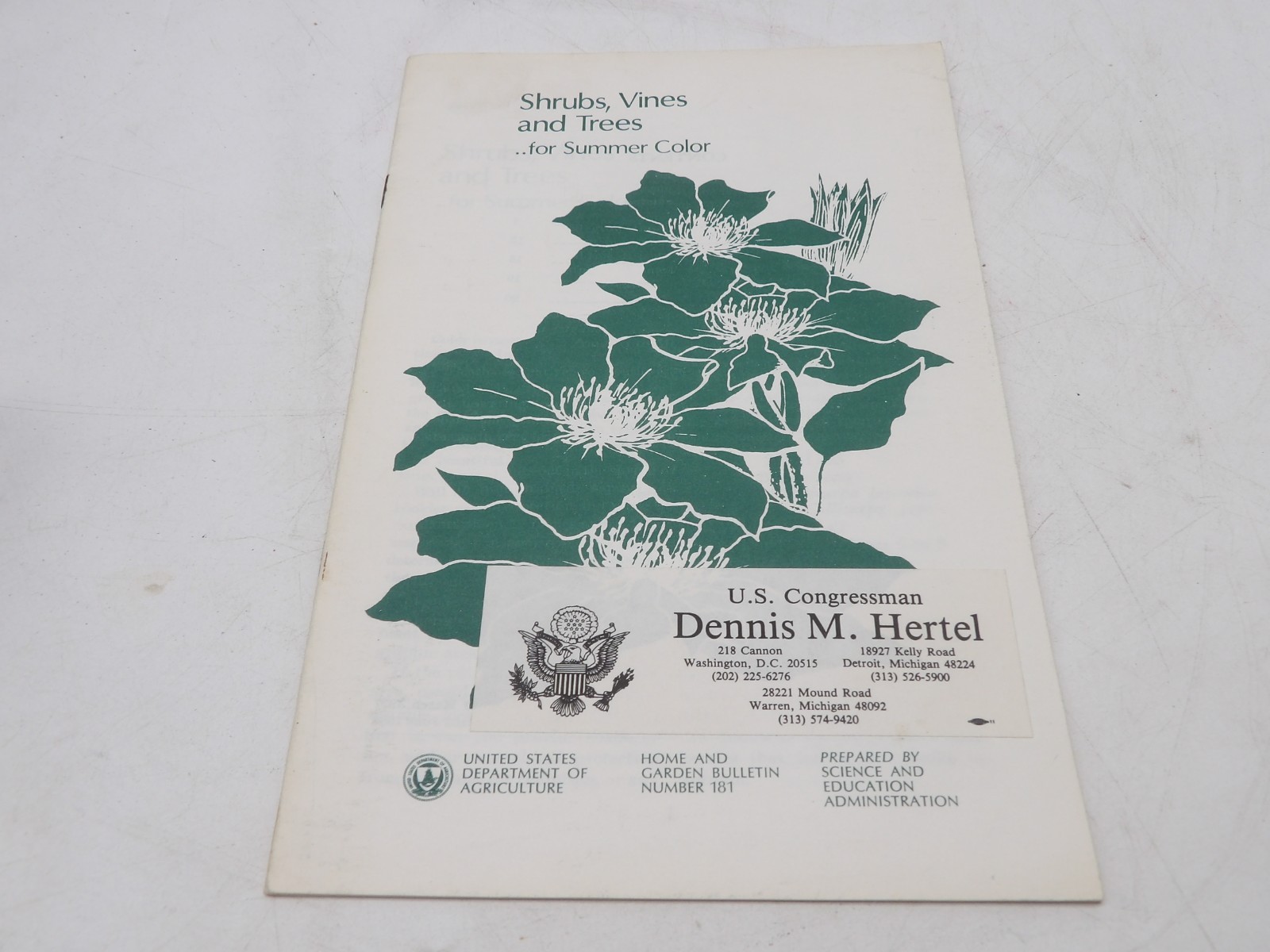 Shrubs Vines and Trees for Summer Color Book Booklet Vintage 1980