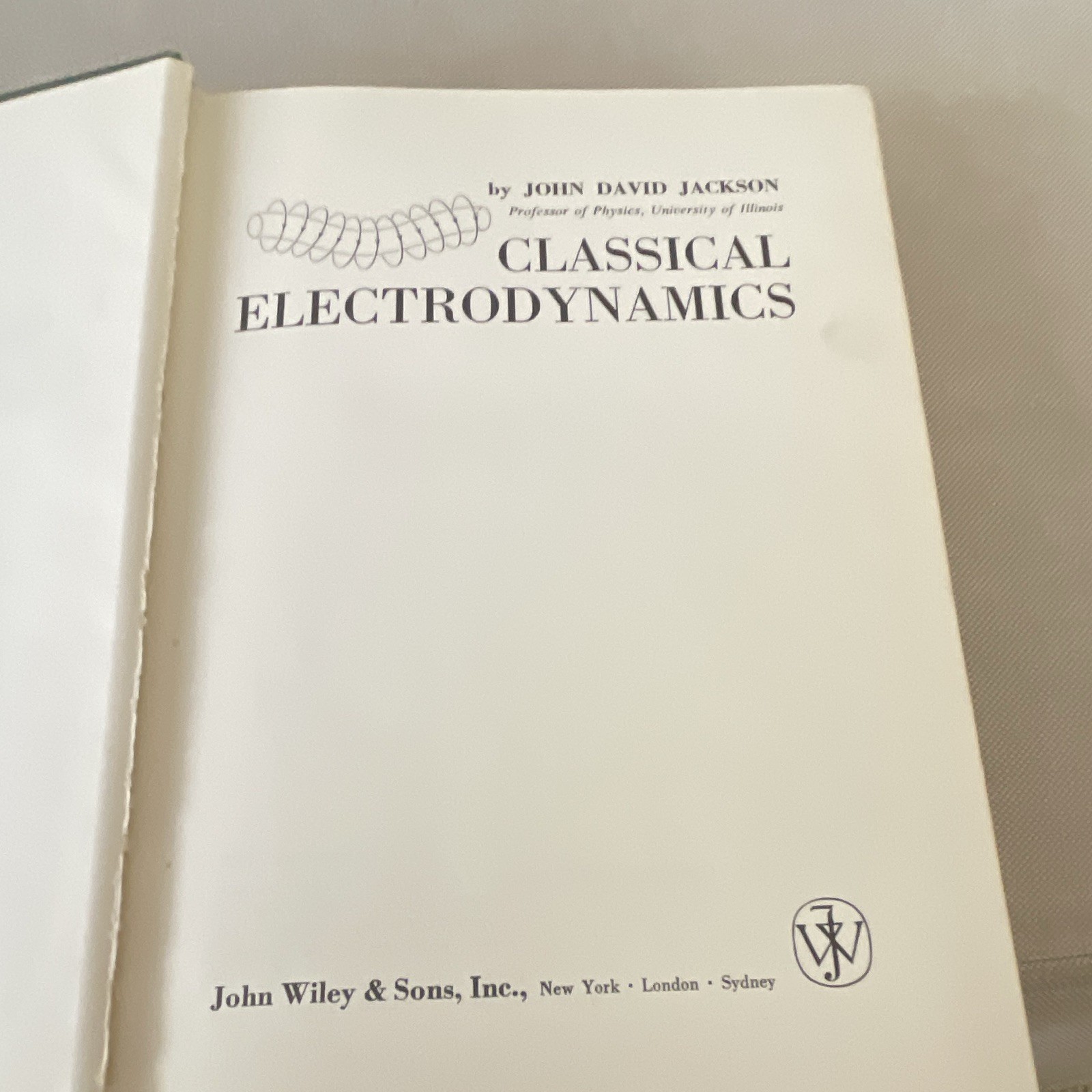 John Wiley & Sons Classical Electrodynamics Jackson Hardcover 1962 6th Printing
