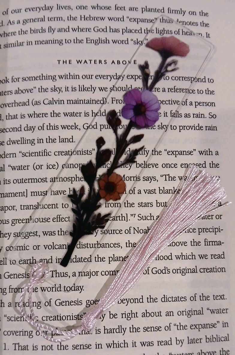 Flowers Bookmark with Tassel – Acrylic – Size Is 5.1″ X 1.8″ -New – Fast Ship