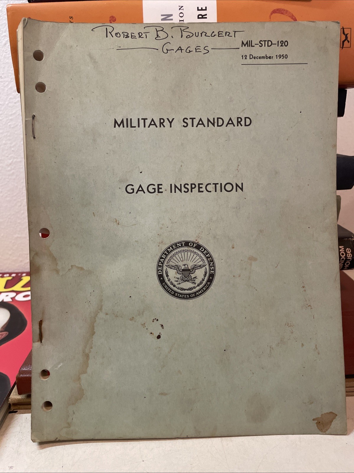 Military Standard Gage Inspection, Dept. of Defense, December 1950 MIL-STD-120