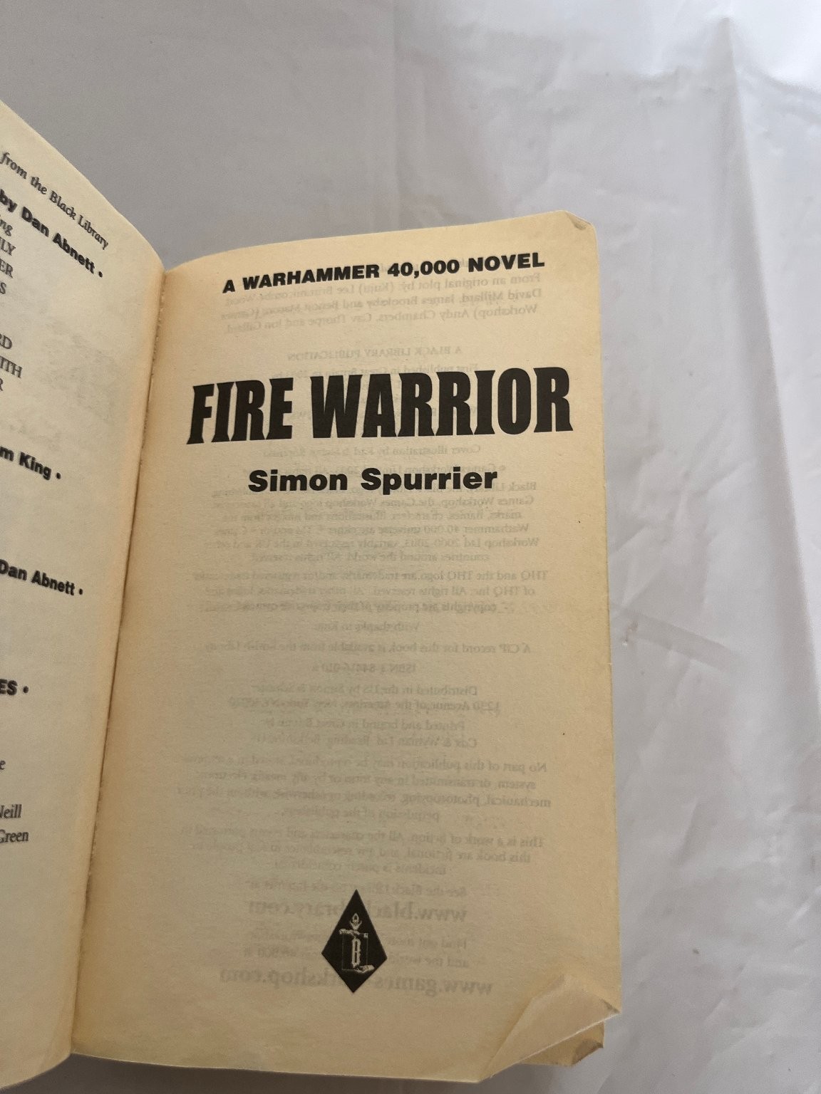 Fire Warrior Simon Spurrier 2003 Warhammer 40K Science Fiction BL Publishing