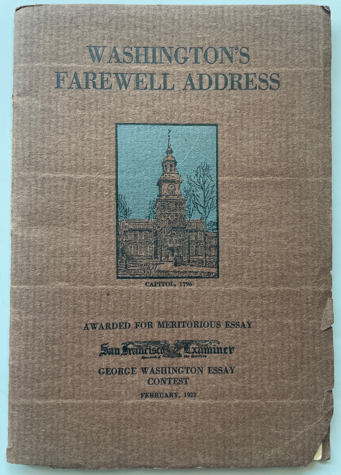 Washington’s Farewell Address. San Francisco Examiner 1922 FREE S/H! Decor