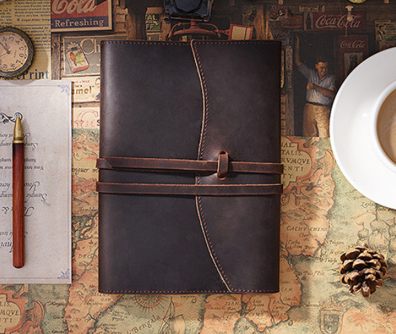 book jacket cover slipcase case bag pocket cow leather customize coffee H546