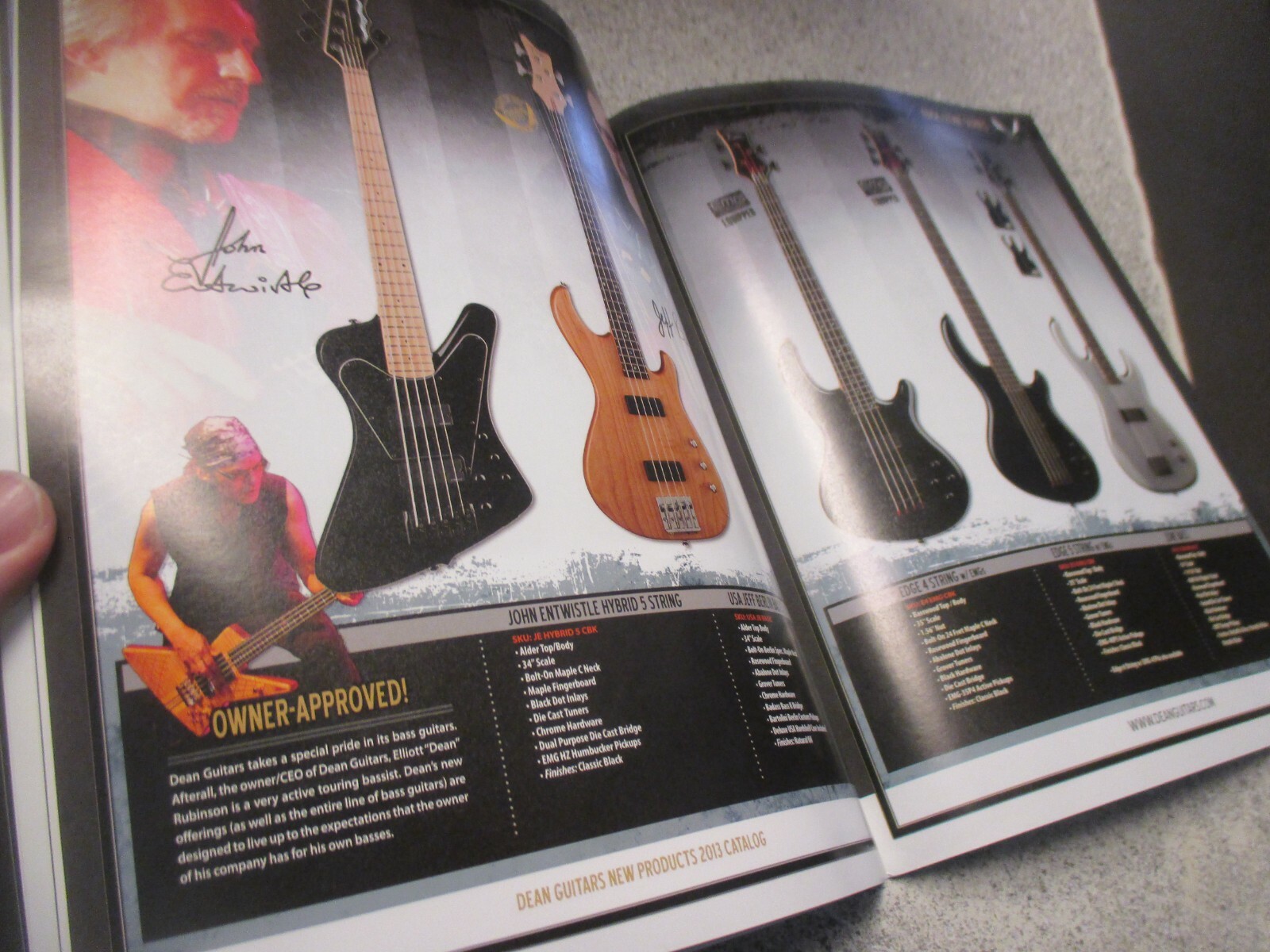 Dean Guitars ~ 2013 Product Catalog – 36 pages NOS electric guitars