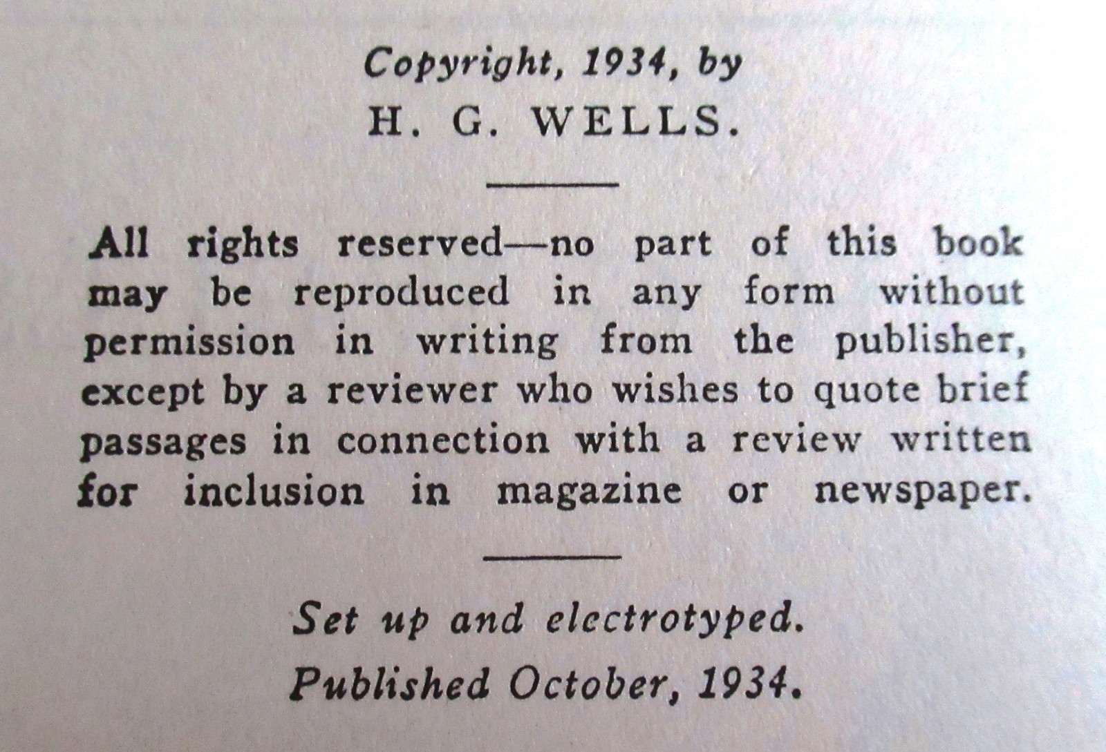 EXPERIMENT IN AUTOBIOGRAPHY H. G. Wells The MacMillan Company NY 1934 1st Ed. HC