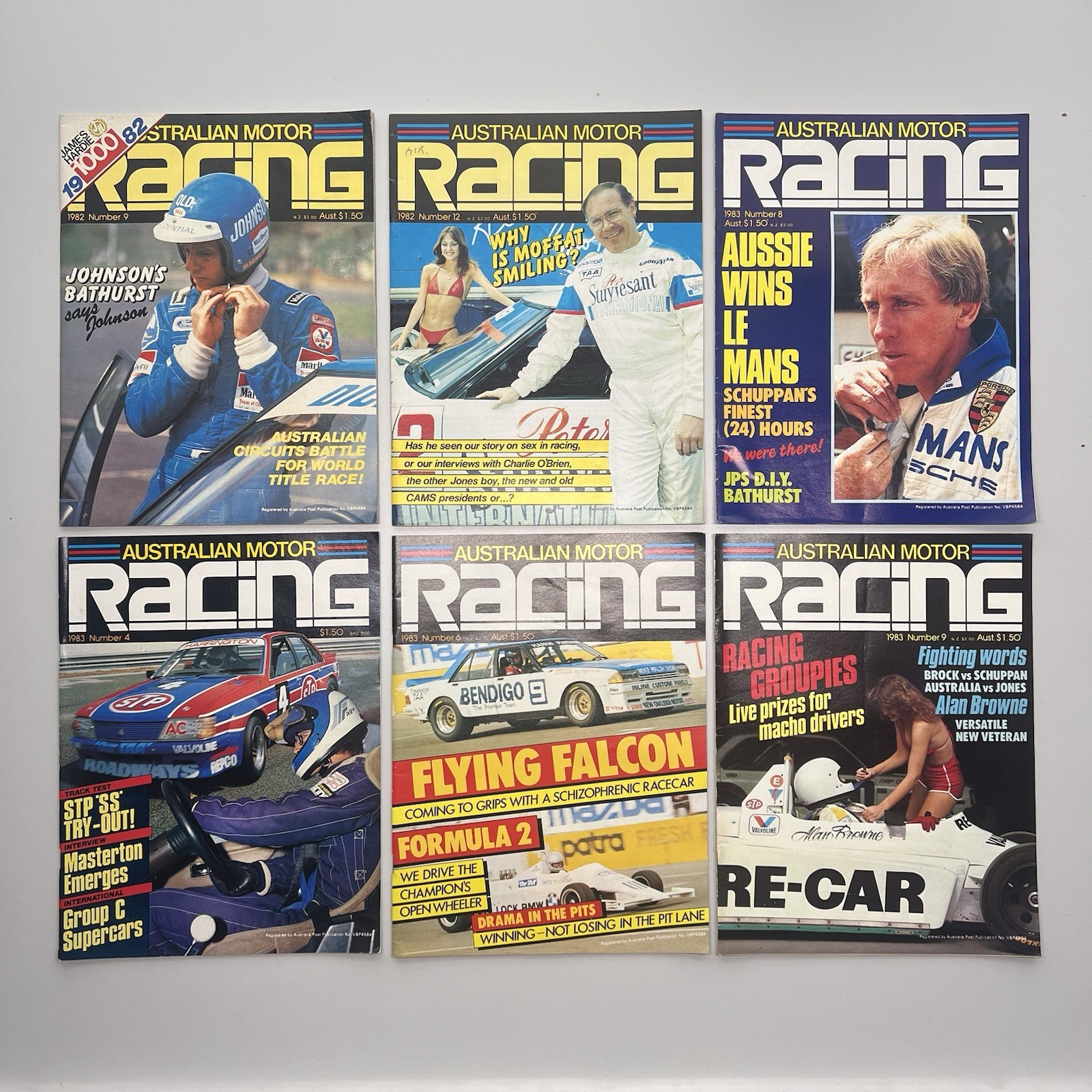 Australian Motor Racing Magazines 1982 1983 x6 Vintage Bathurst Falcon Porsche