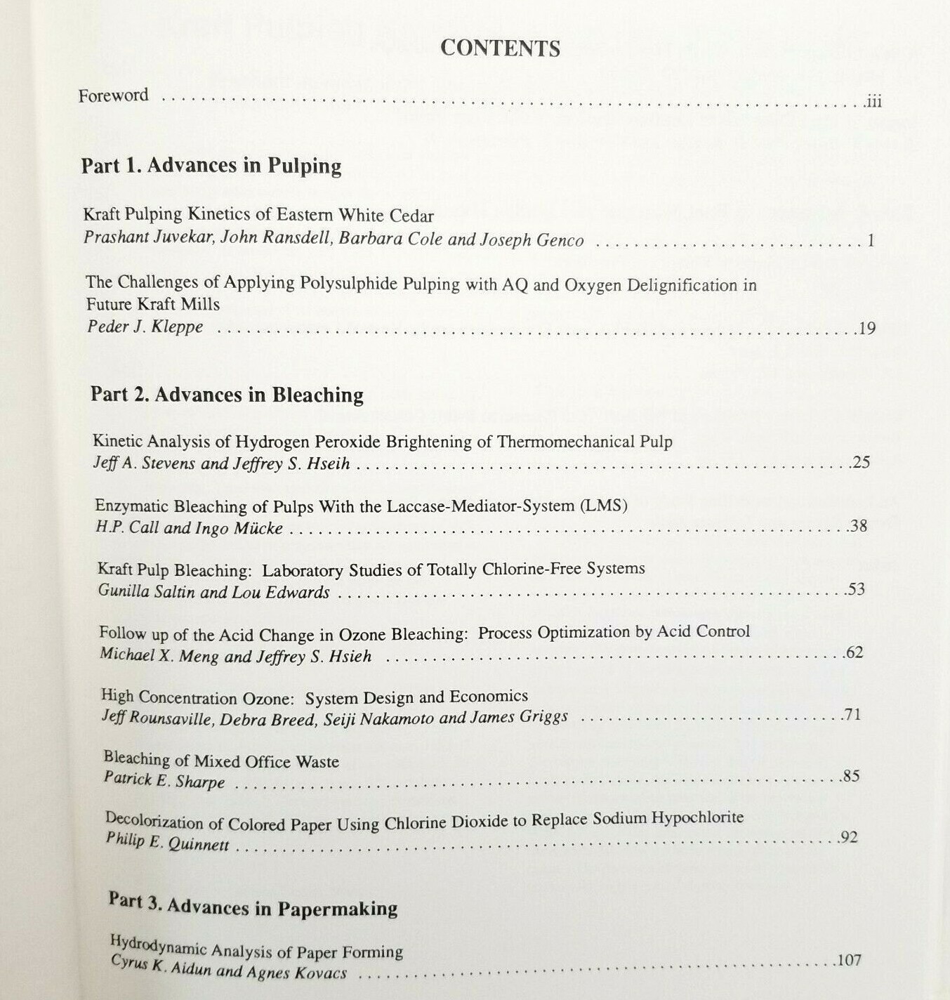Advances in Pulping and Papermaking : The 1994 Forest Products Symposium AIChE