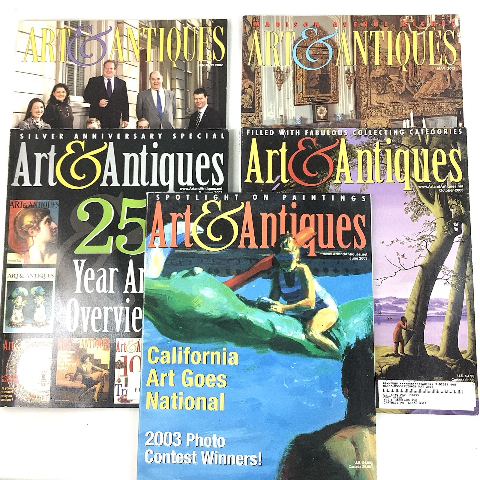 Art & Antiques Magazine 2002-03 Lot Of 5 Sales & Shows 25th Anniversary Issue