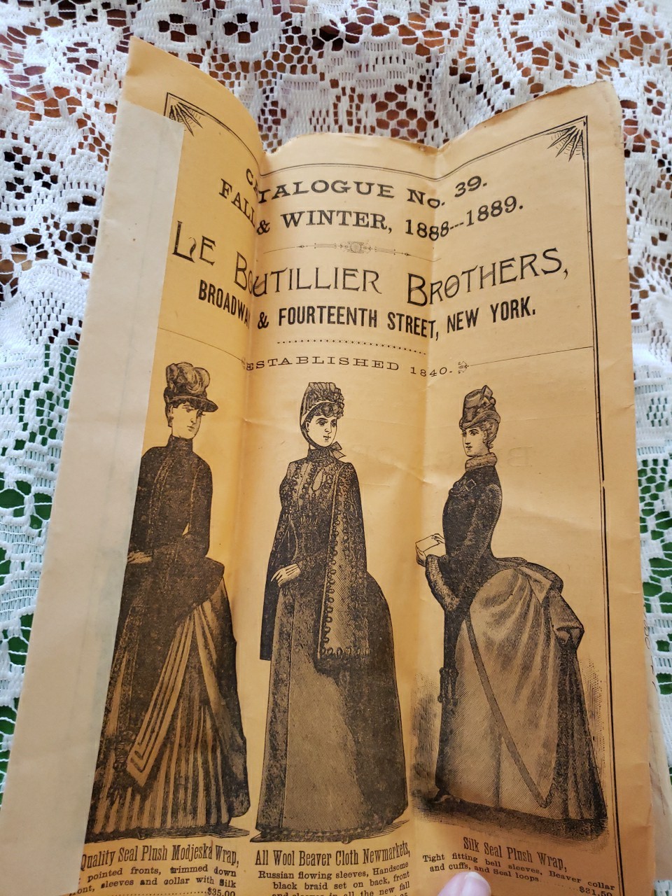 Antique Le Boutillier Bros New York, Fall Winter Catalog, 24 Pages, 1888 & 1889
