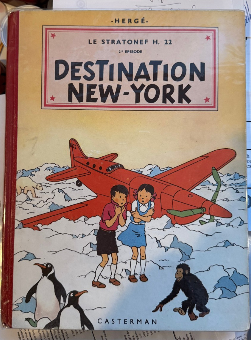 Hergé Jo, Zette & Jocko. Destination New York SIGNED BY HERGE & WIFE 1st 1952