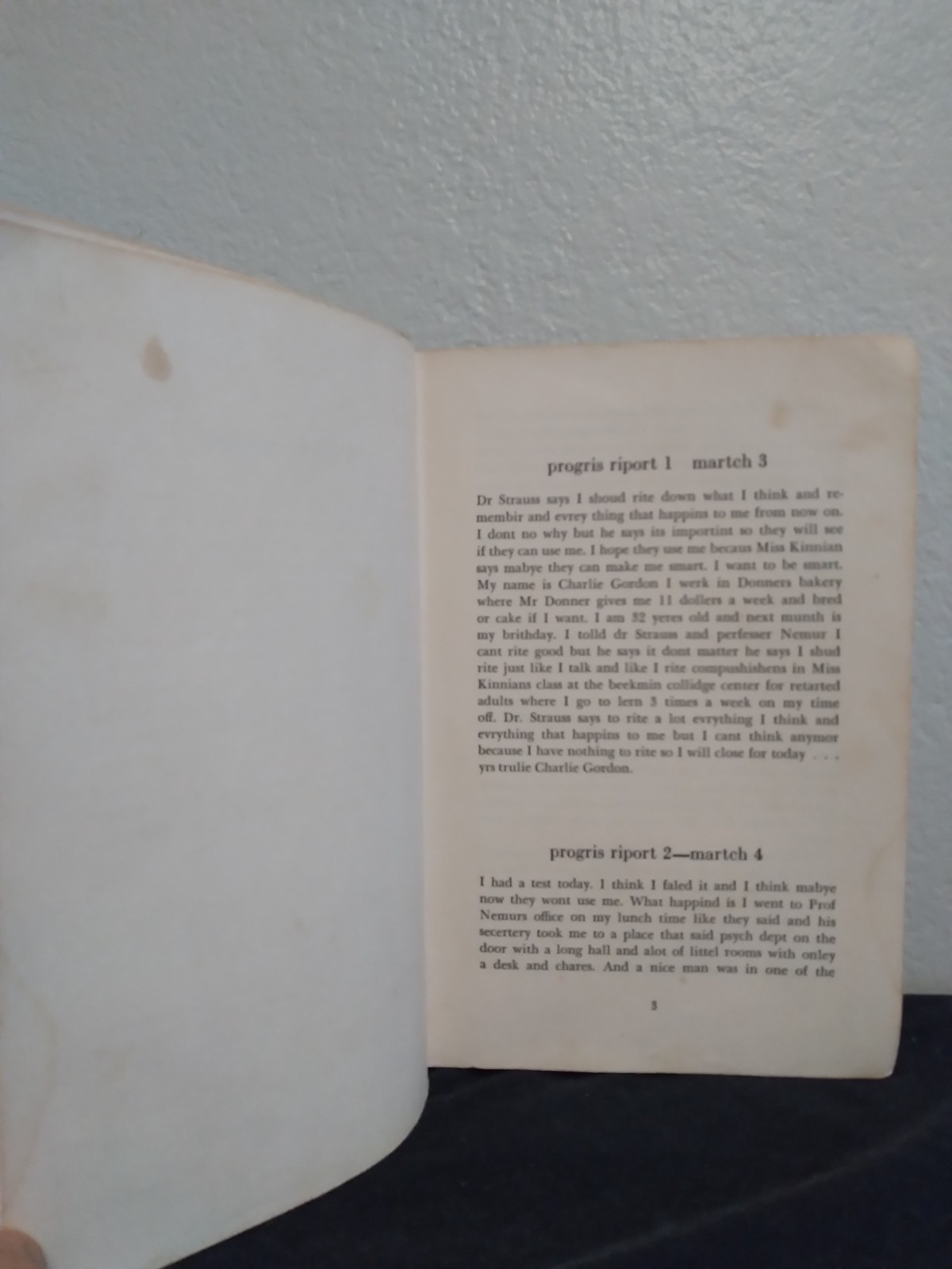 Flowers for Algernon by Daniel Keyes 1st Ed. Hardcover; Harcourt, Brace & World