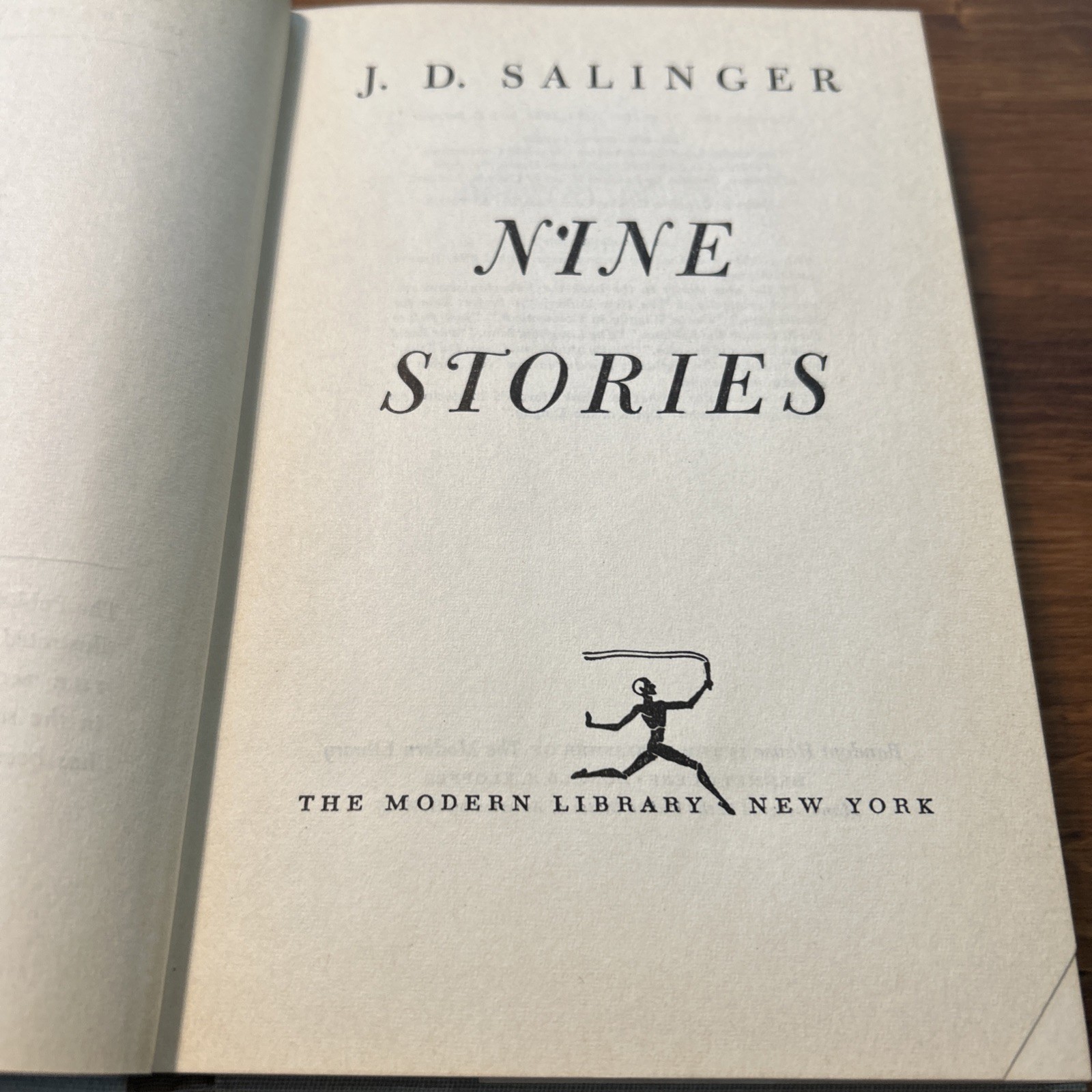 J. D. Salinger NINE STORIES Modern Library Modern Library Edition Hardcover/DJ