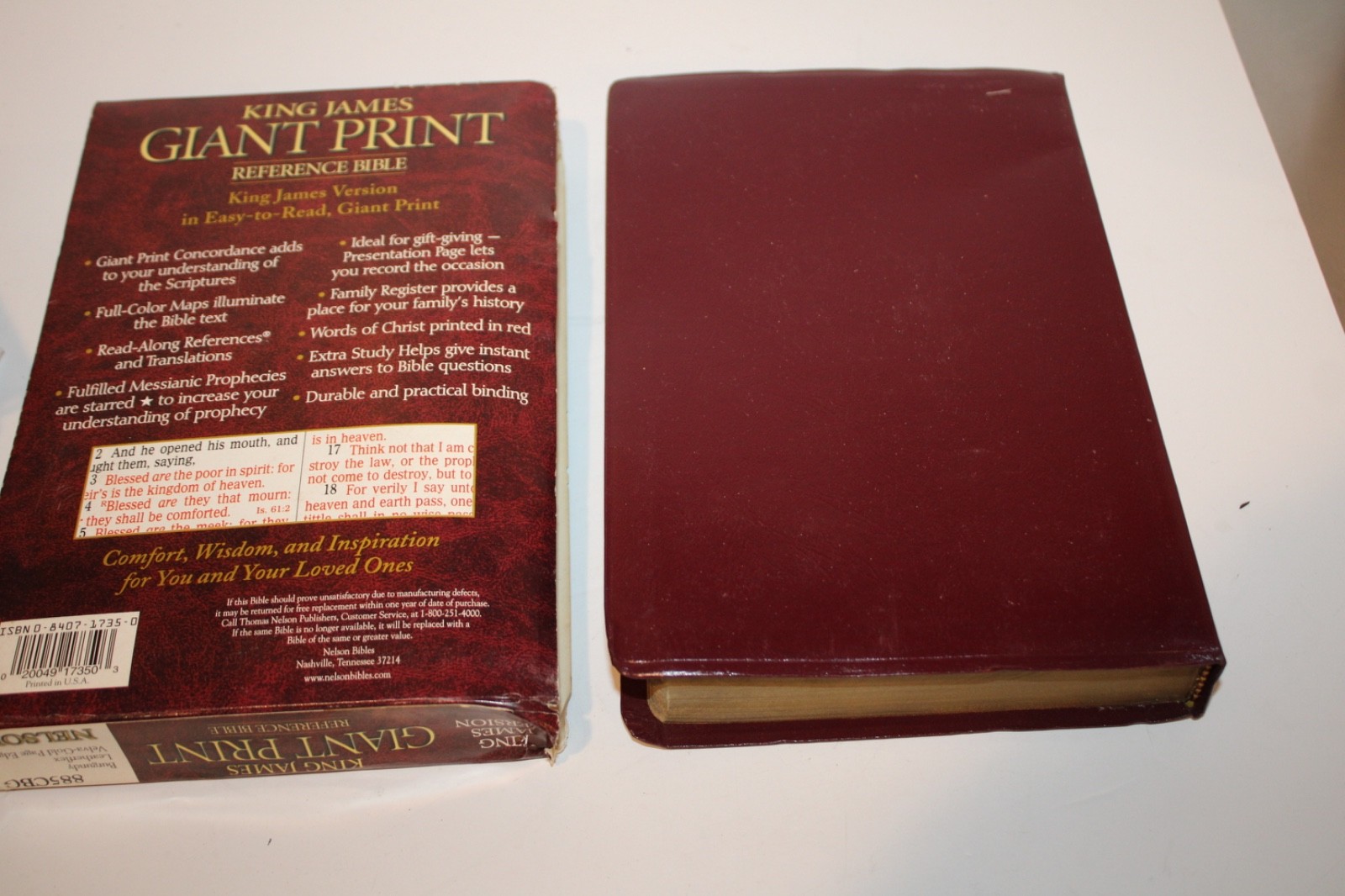 King James Giant Print Reference Bible KJV Burgundy Red Letter Nelson 1990