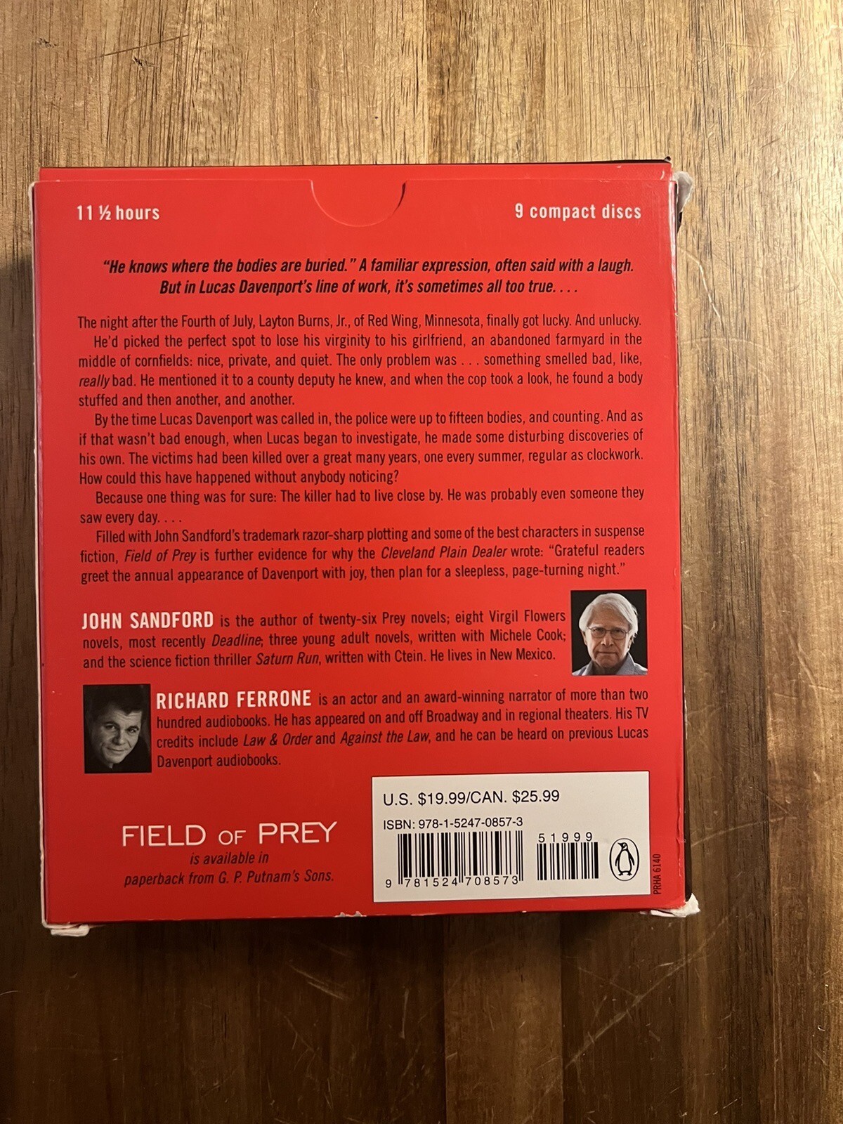 A Prey Novel Ser.: Field of Prey by John Sandford (2014, Compact Disc,…