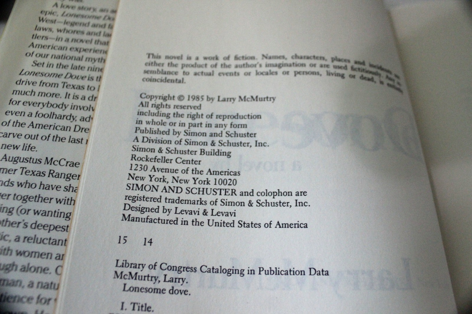 LONESOME DOVE LARRY MCMURTRY FIRST EDITION PRINTING 1985 “ERROR” HC DJ
