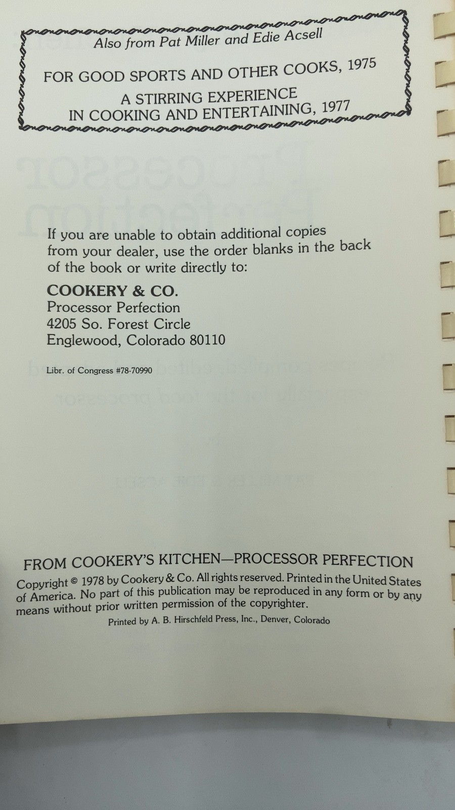 Processor Perfection Pat Miller & Edie Acsell 1978