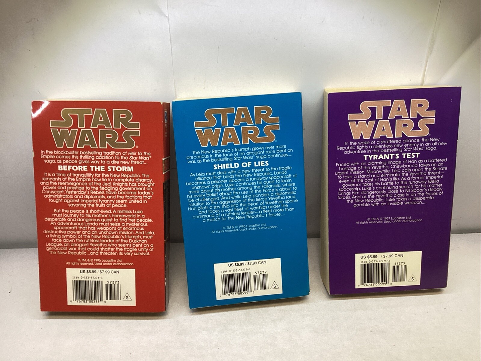 Star Wars THE BLACK FLEET CRISIS paperback book series complete 3/3 CM7189
