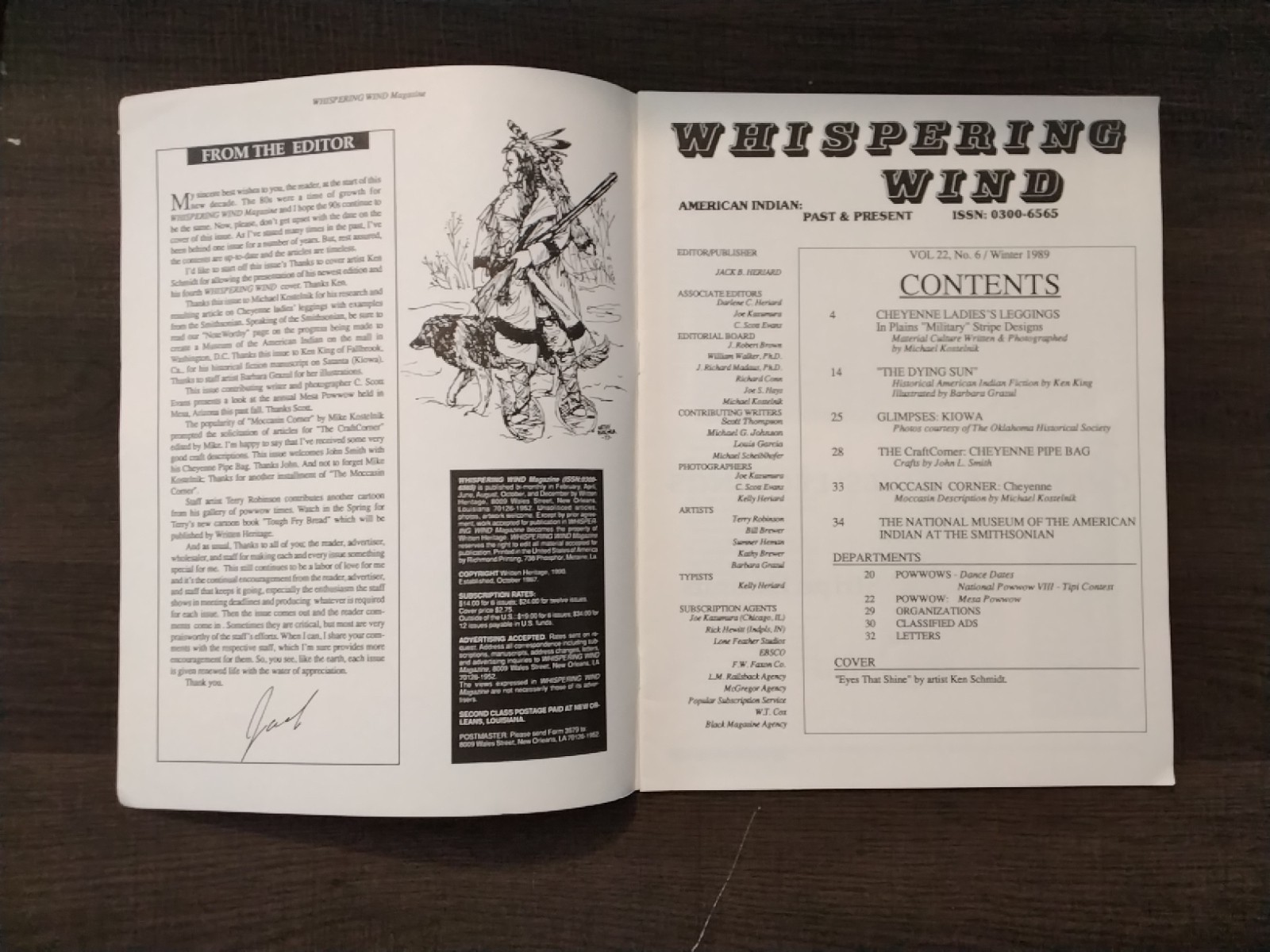 Whispering Wind Magazine Spring-Winter 1989 Volume 22 No. 1-2 No. 4-6