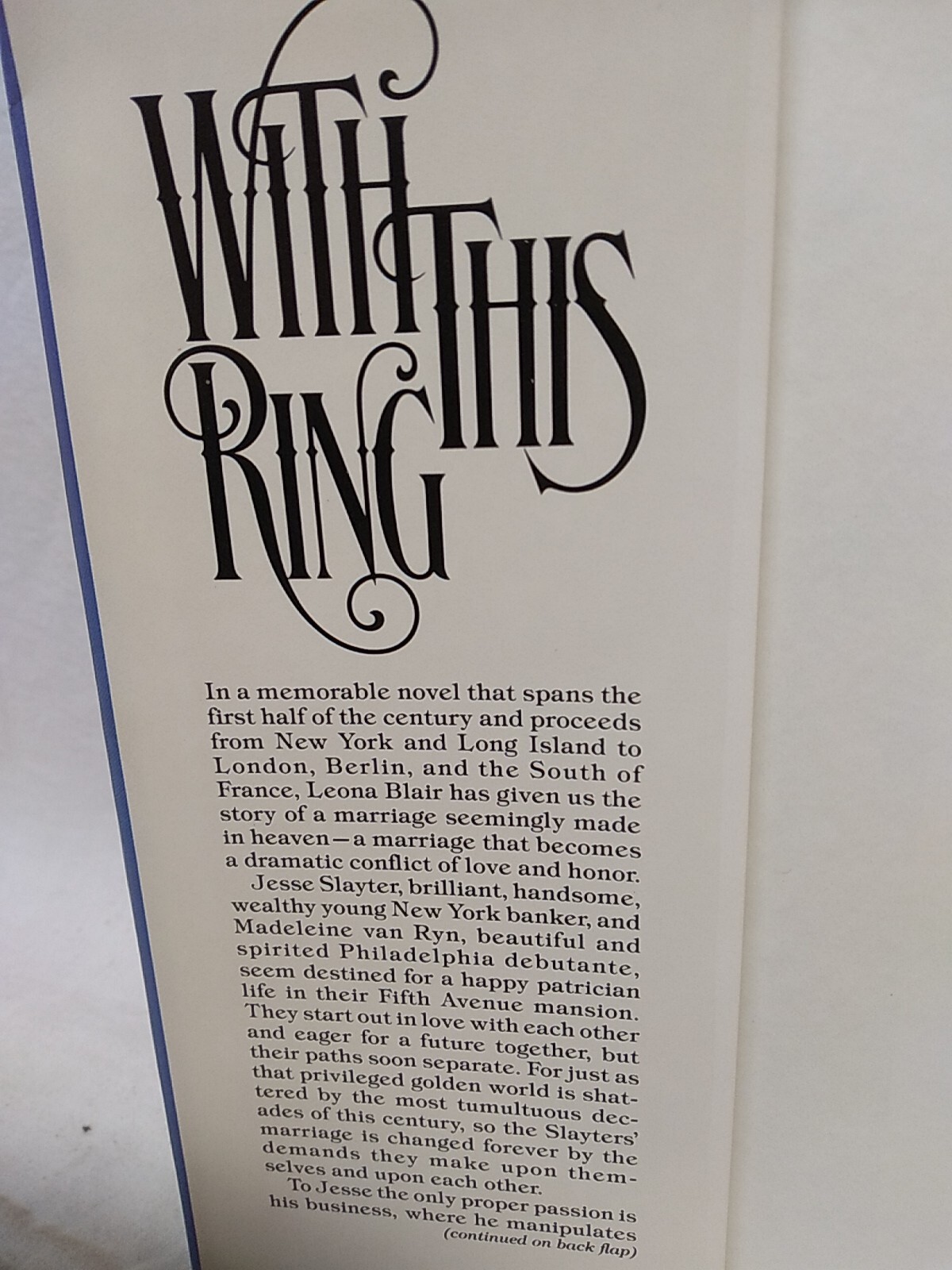 With This Ring by Leona Blair Delecorte Press 1984 435 pages Romance Novel